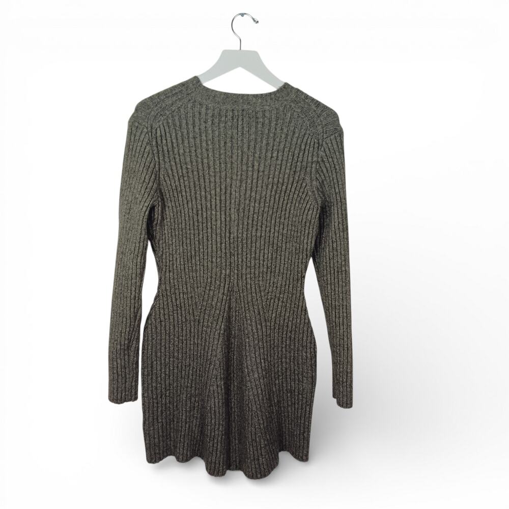 H&M Rib Knit Sweater Mini Dress Gray Wool Blend Melange - Size Large - Picture 6 of 8